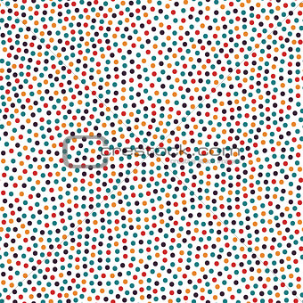 Dotted bright colorful seamless pattern. Polka dot hand drawn background. Retro memphis style - fashion 80-90s