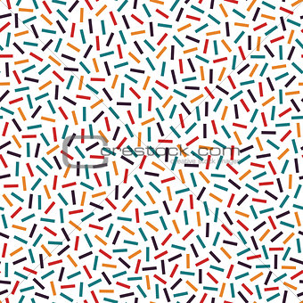 Bright colorful seamless pattern in memphis style. Mosaic tilealbe sticks. Fashion 80-90s