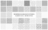 Bundle of Memphis seamless patterns. Fashion 80-90s. Black and white textures