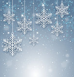 Christmas background with white paper snowflakes