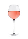 Glass of rose pink wine isolated on white
