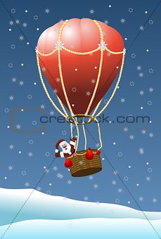 Santa Claus in air balloon