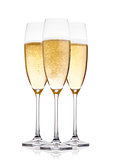 Yellow champagne glasses with bubbles isolated