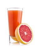 Glass of fresh grapefruit juice with fruit