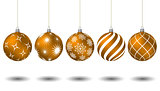 Orange christmas balls with different patterns