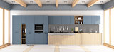 Modern wooden and purple kitchen