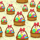 Seamless, Basket with Easter Eggs