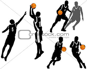 basketball players silhouettes collection
