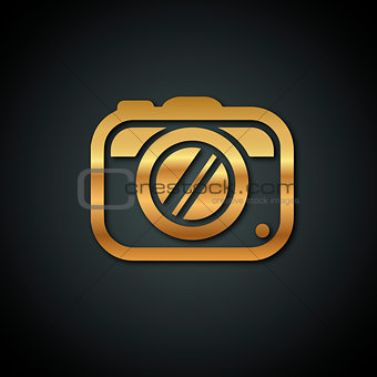 Stylish logos with a gold camera on a black background