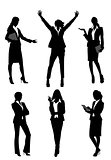 Six silhouettes businesswomen