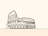 Rome, Coliseum. continuous line icon