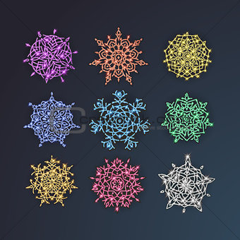 Decorative vector Snowflakes set, series of winter cliparts. Vector eps 10