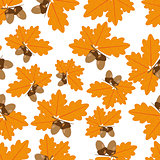 Acorns With Oak Leaves in Autumn Seamless Texture