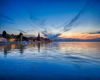 Coastal town of Rovinj, Istria, Croatia in sunset. Rovin beauty antiq city