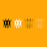 Business people black and white set icon.