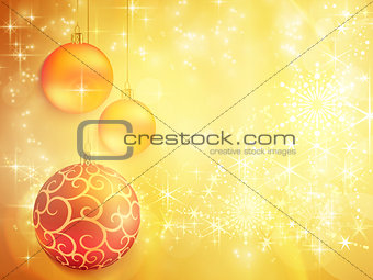 Golden Christmas design with red and golden baubles