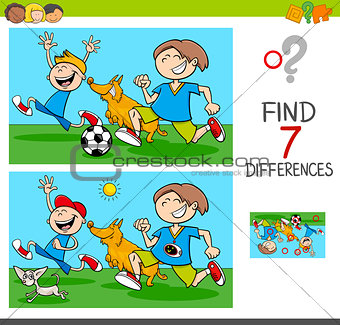 differences game with boys and dogs