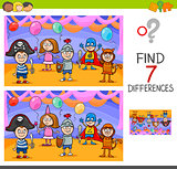 differences game with kids on masked ball