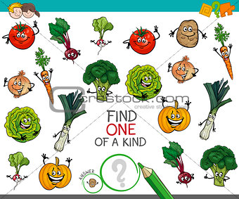 one of a kind game with vegetable characters
