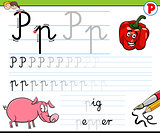how to write letter P worksheet for kids
