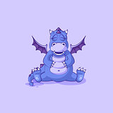 Vector Emoji character cartoon dragon dinosaur happy and contented hippo sticker emoticon