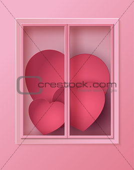 Many heart inside the window.