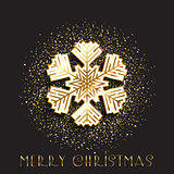 Christmas snowflake on a gold glitter background