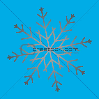Snowflake icon isolated on blue background. Winter Christmas ele