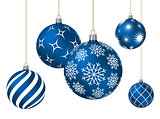 Blue christmas balls with different patterns