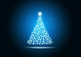 Christmas tree on blue background