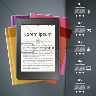 Ebook reader, Book reader, book icon. Business infographic.