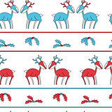 Christmas stripes seamless pattern with deers