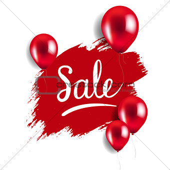 Red Blot With Balloons Sale Poster