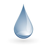 Shiny Blue water drop on white. Vector illustration