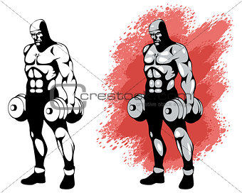Bodybuilder in two variants