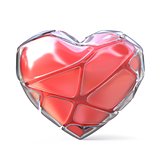 Red heart with broken iced shell. 3D