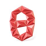 Red modern triangular font digit ZERO 0 3D