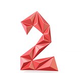 Red modern triangular font digit TWO 2 3D