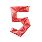 Red modern triangular font digit FIVE 5 3D