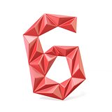 Red modern triangular font digit SIX 6 3D
