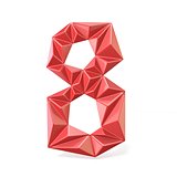 Red modern triangular font digit EIGHT 8 3D