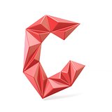 Red modern triangular font letter C. 3D