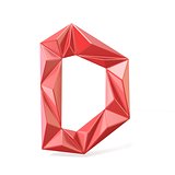 Red modern triangular font letter D. 3D