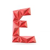 Red modern triangular font letter E. 3D