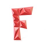 Red modern triangular font letter F. 3D