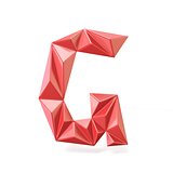 Red modern triangular font letter G. 3D
