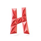 Red modern triangular font letter H. 3D
