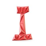 Red modern triangular font letter I. 3D