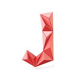 Red modern triangular font letter J. 3D