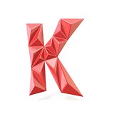 Red modern triangular font letter K. 3D